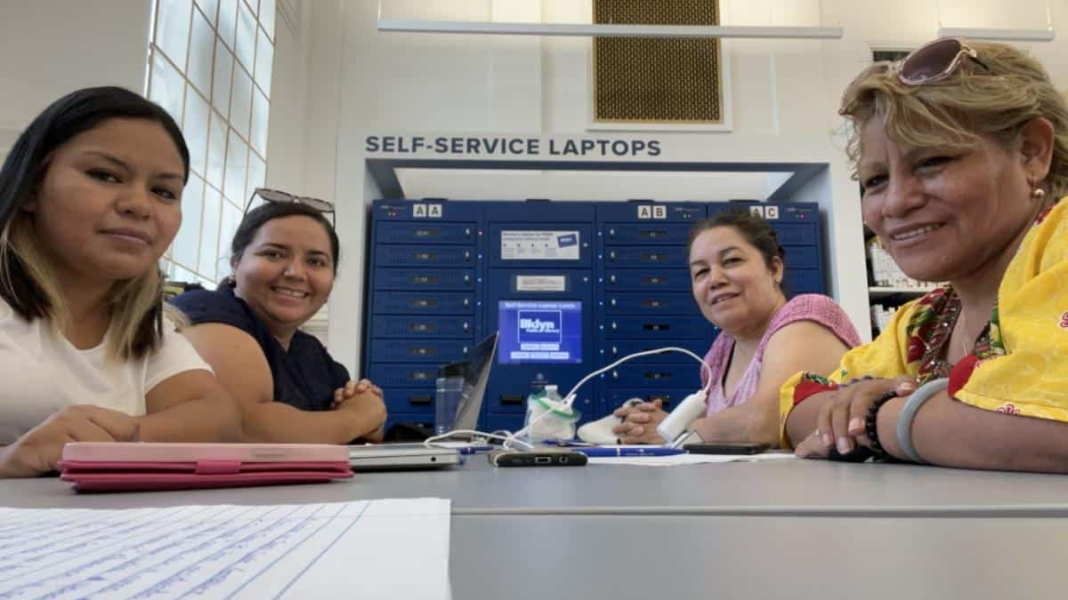 Study Circle participants at the library preparing proposals to share with official electors